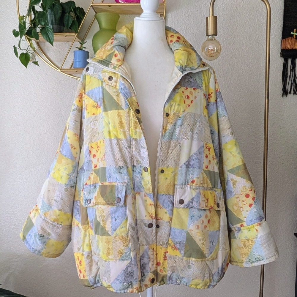 Urban Outfitters Kit Oversized Patchwork Puffer Jacket - Size L